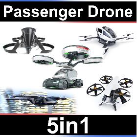 3D model Passenger copter Set 5in1